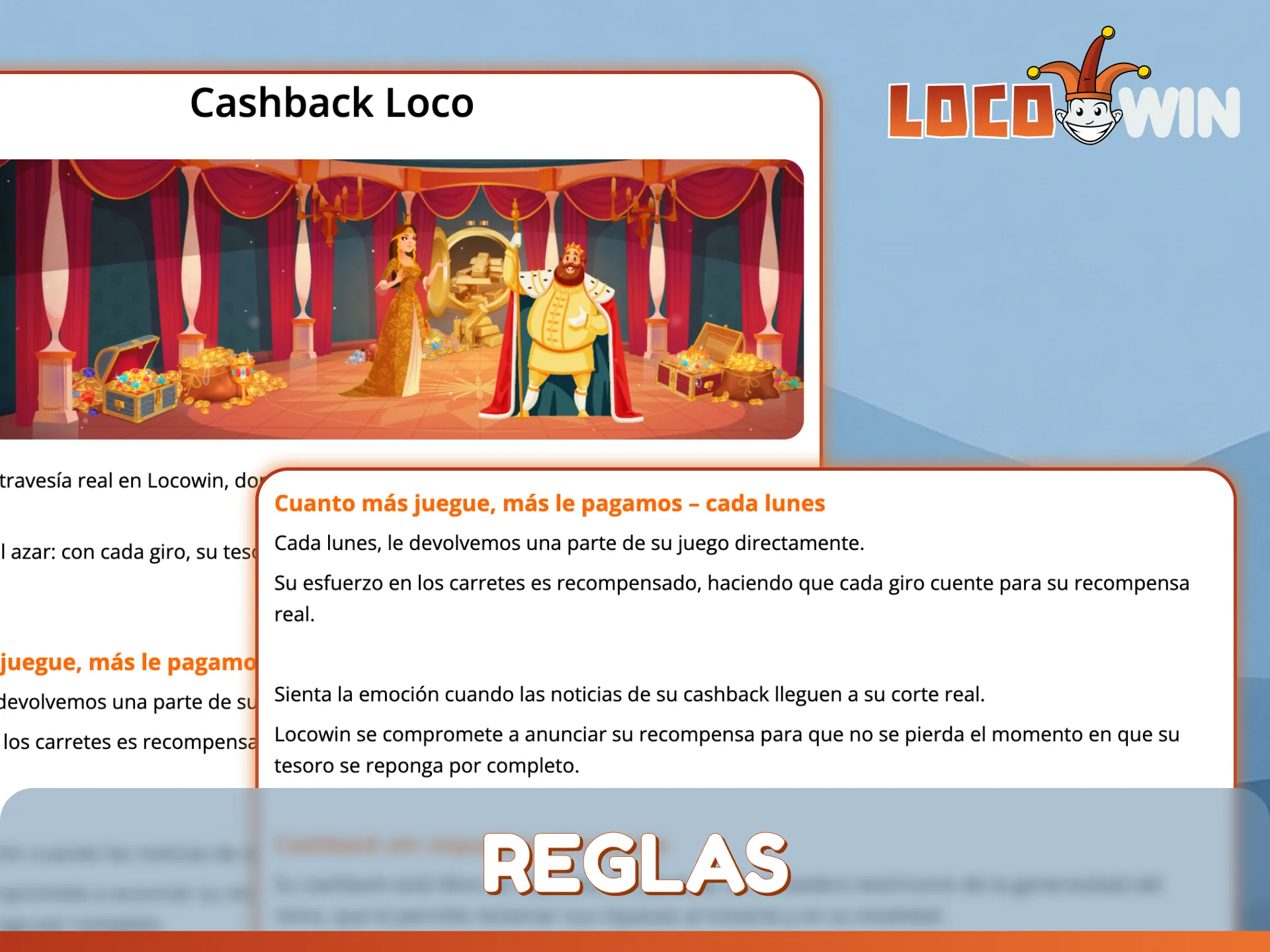 Lea las reglas oficiales de Crazy Cashback en la página de inicio de LocoWin para conocer los detalles del bono.