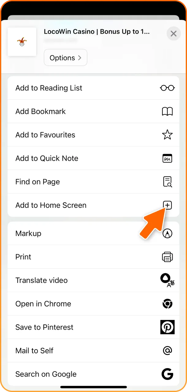 Start getting LocoWin PWA for iOS via the share menu button.