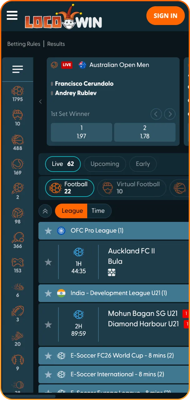 Place your bets on your favorite team now at Locowin.