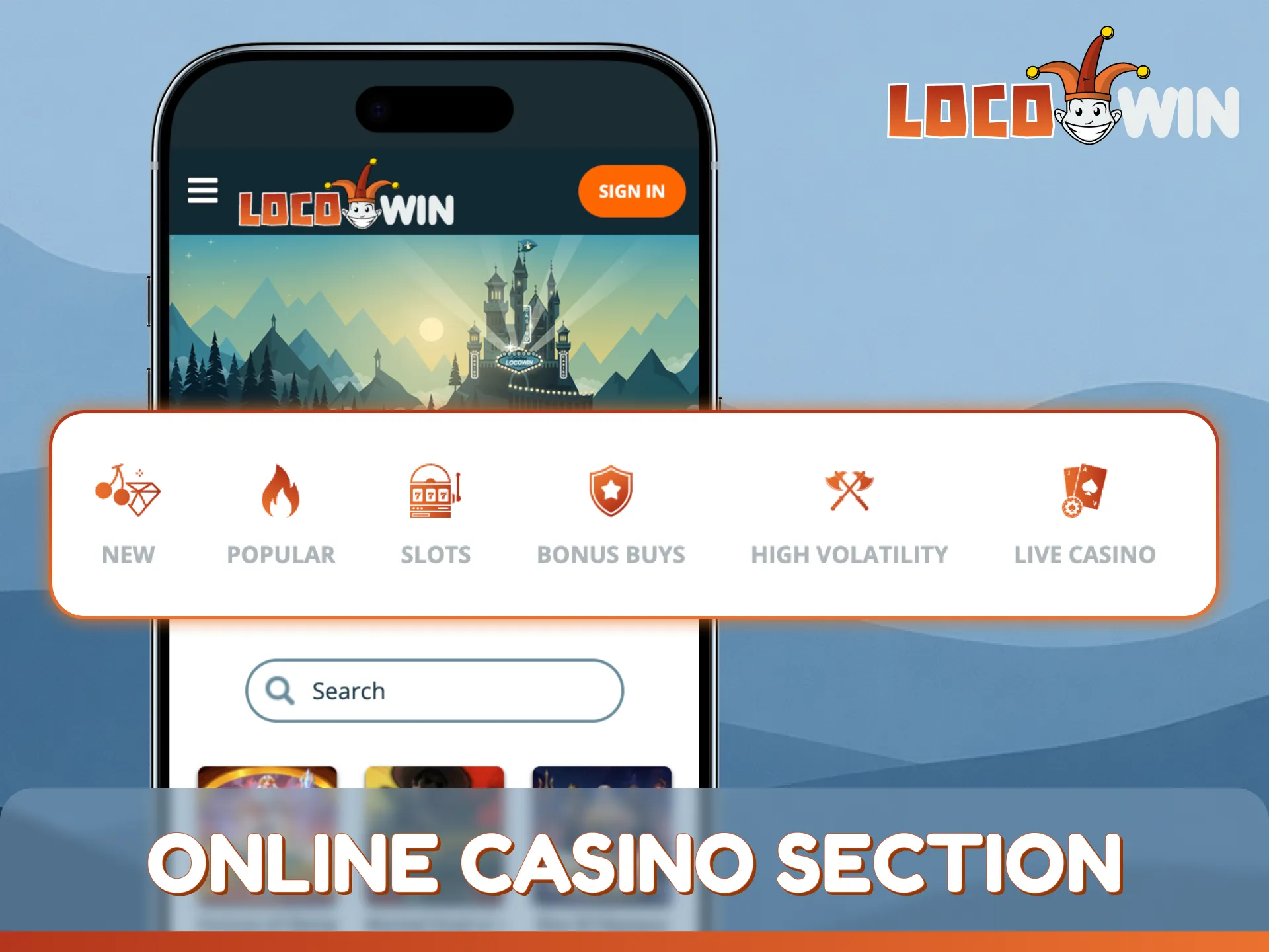 Explore the online casino section on LocoWin app for premium slots.