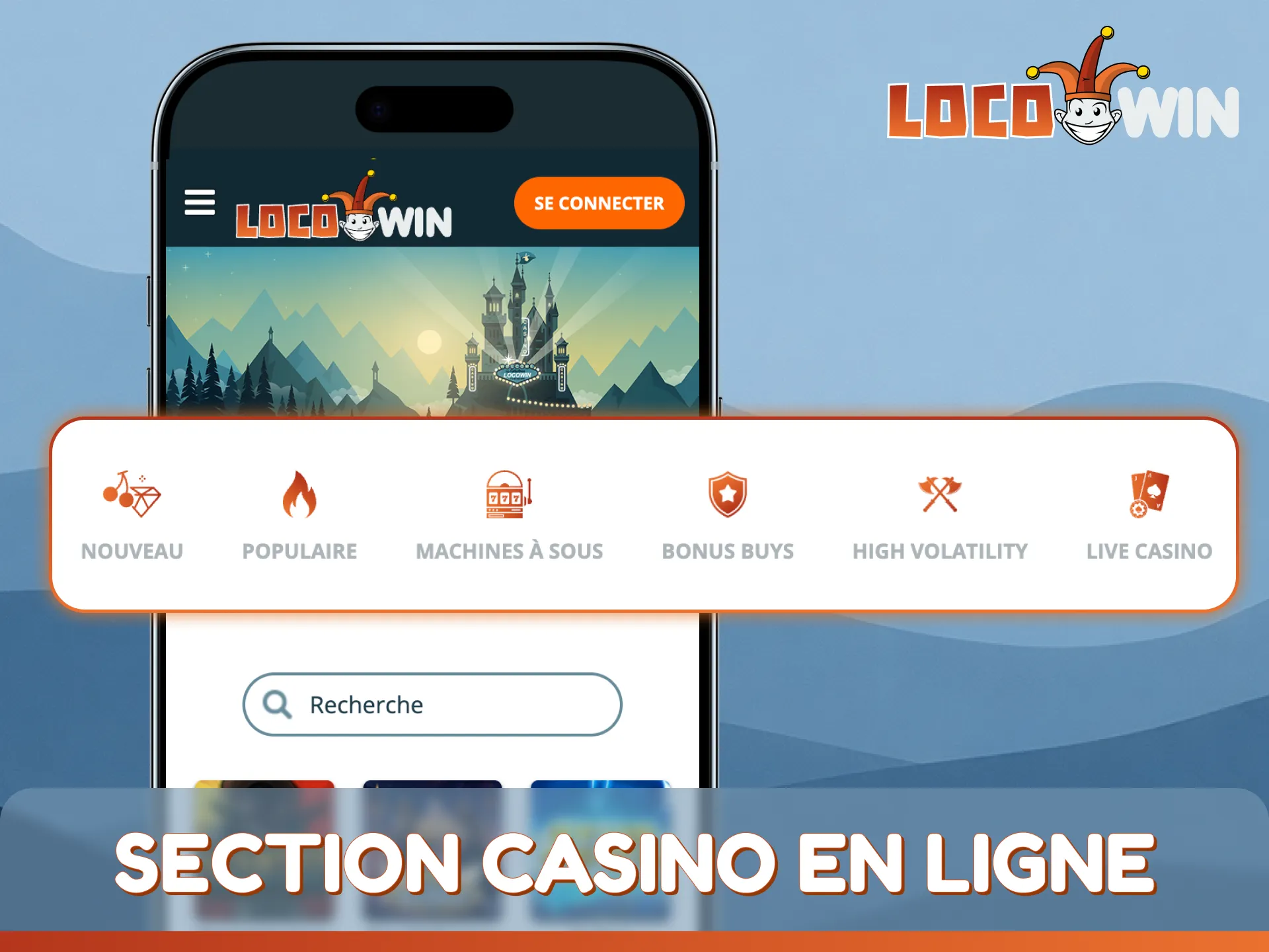 Explorez la section casino en ligne de l'application LocoWin pour découvrir des machines à sous premium.