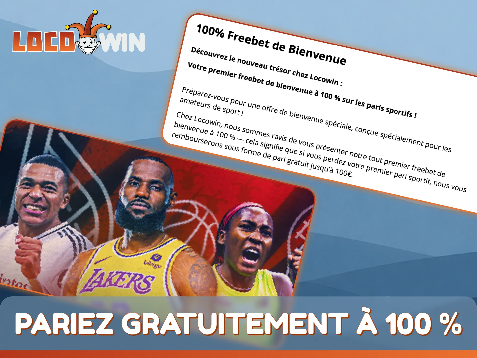 Réclamez votre pari gratuit de bienvenue à 100 % pour commencer à gagner sur LocoWin.