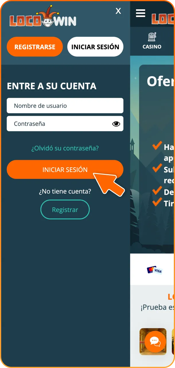 Ingrese sus credenciales para iniciar sesión en su cuenta en LocoWin.