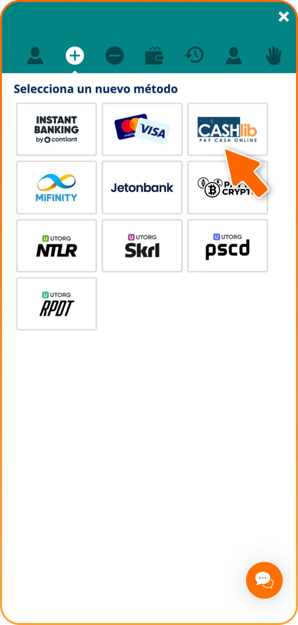 Elija su opción preferida y seleccione el método de depósito LocoWin de la lista.