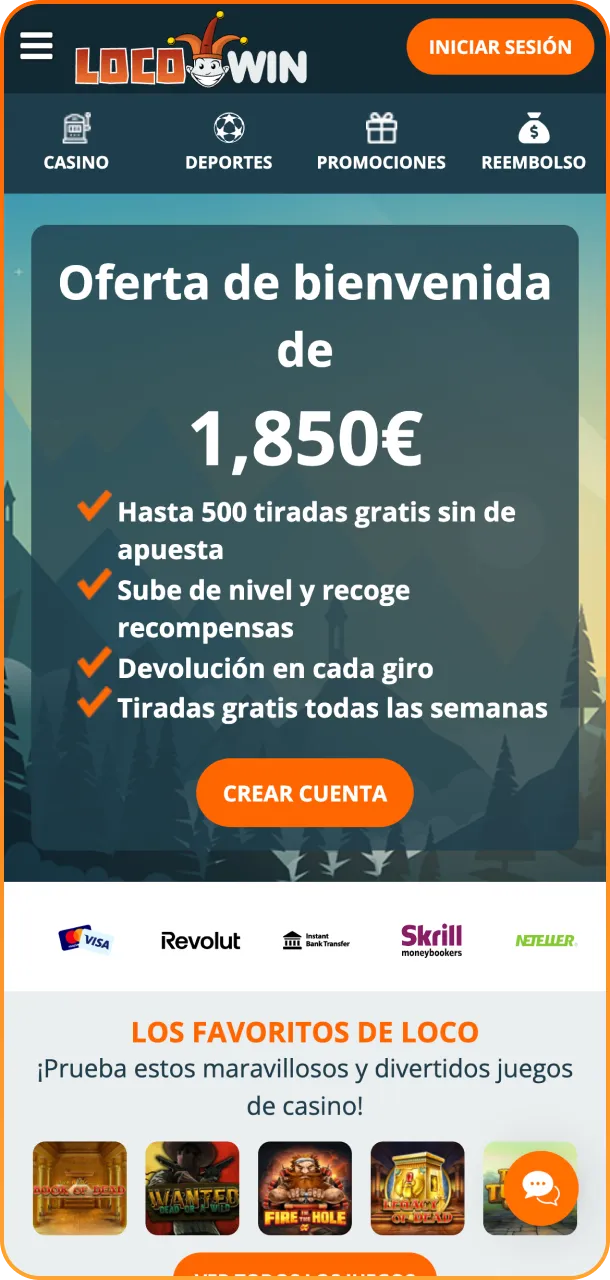 Abra su navegador y vaya al sitio web de LocoWin para comenzar.