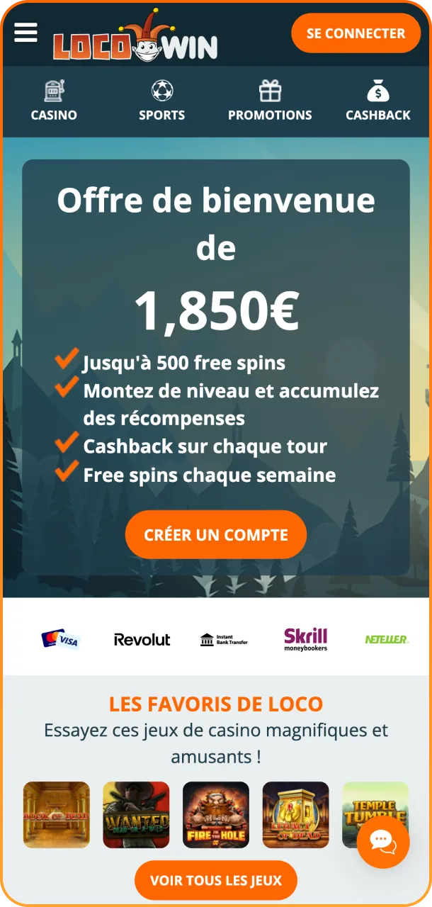 Ouvrez votre navigateur et rendez-vous sur le site web de LocoWin pour commencer.