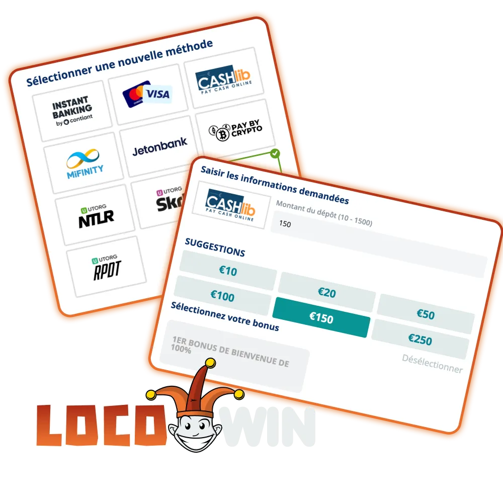 Utilisez le portail officiel de LocoWin pour approvisionner facilement votre compte.