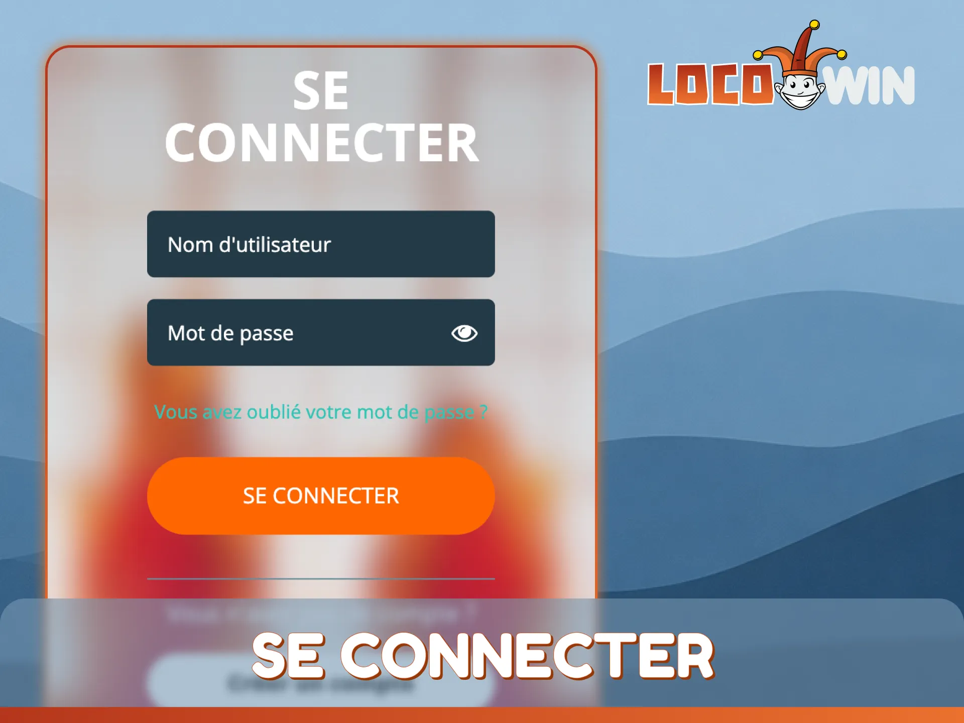 Accédez au panneau de connexion LocoWin pour une saisie de compte simple et sécurisée.