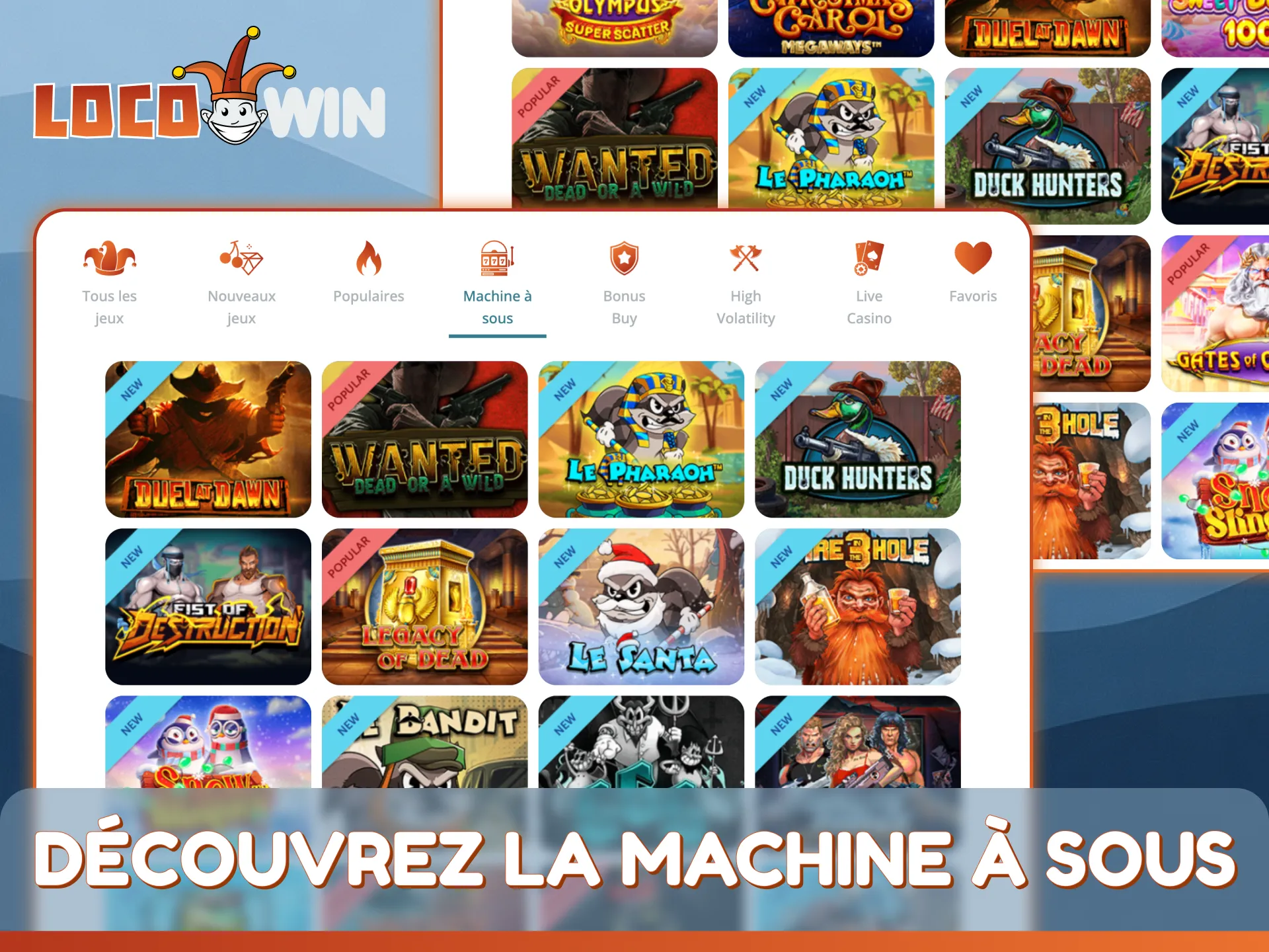 Parcourez le catalogue pour découvrir les jeux de machines à sous et trouver votre thème préféré.