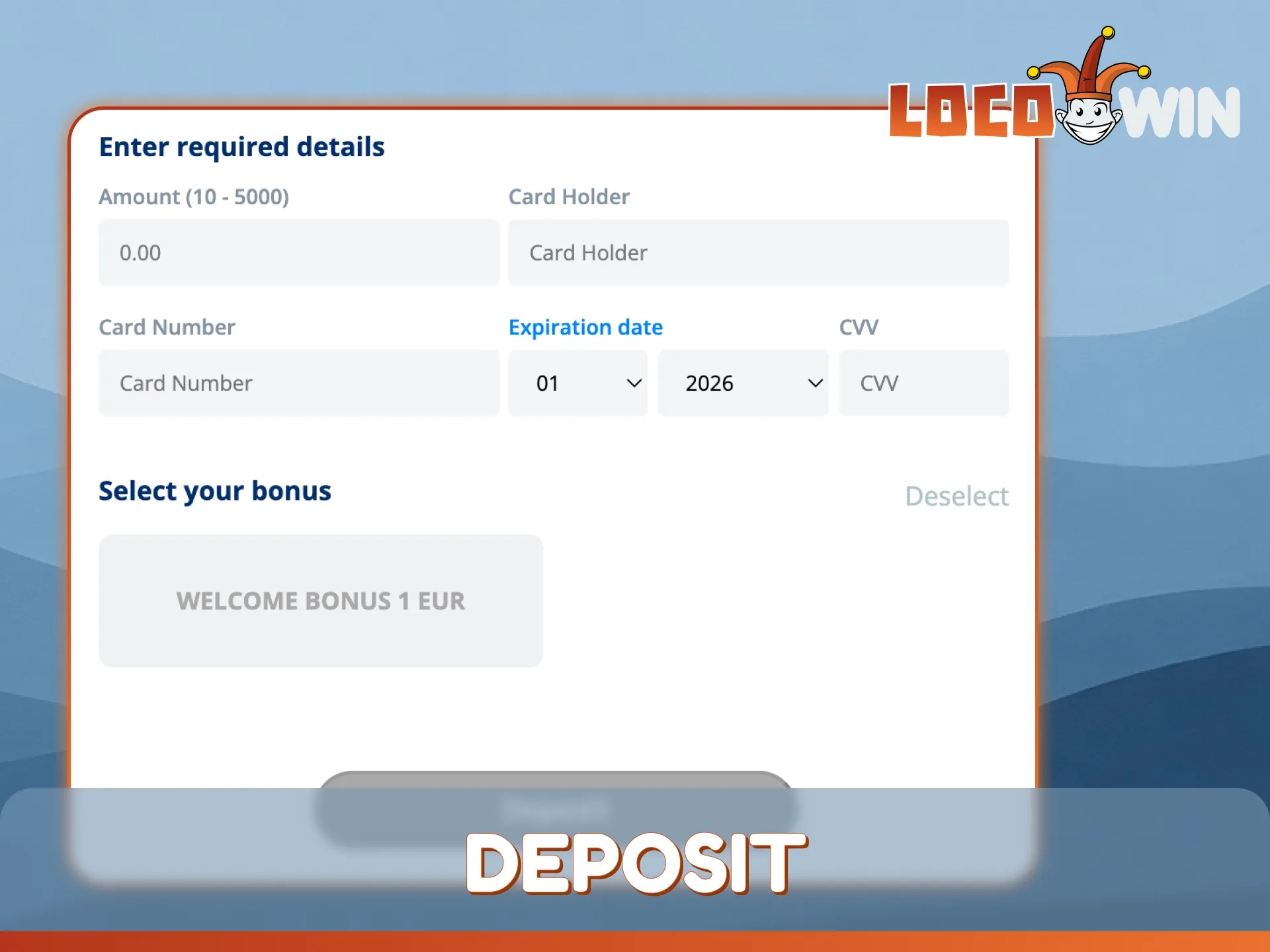 Follow these simple steps on how to make a deposit at LocoWin.