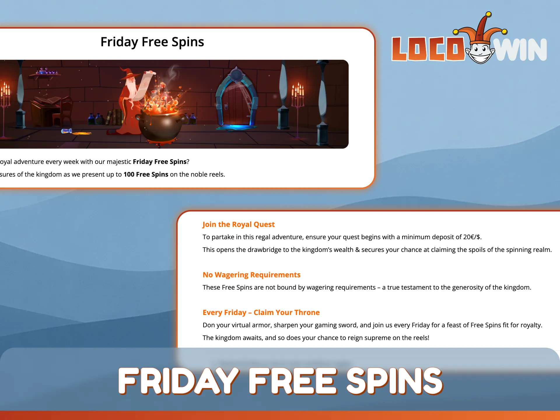 Enjoy Friday free spins to play top slots at LocoWin home.