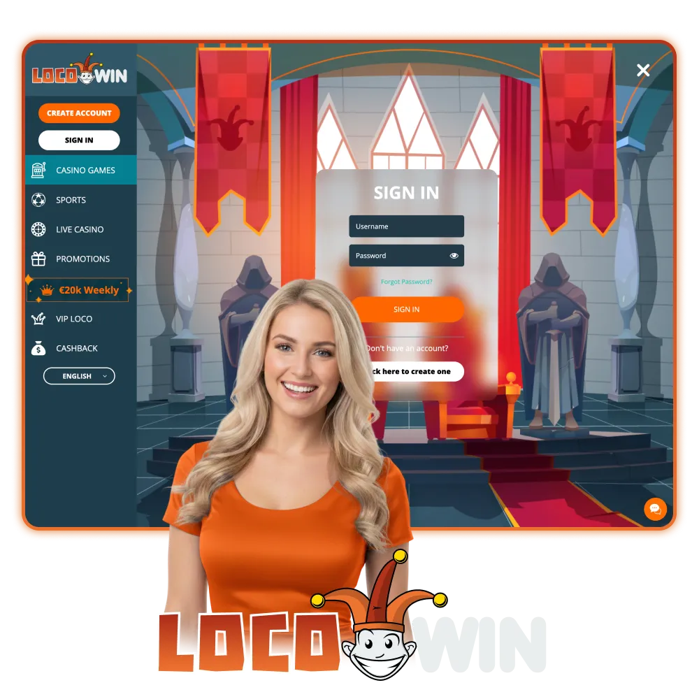 Interface du Casino Locowin