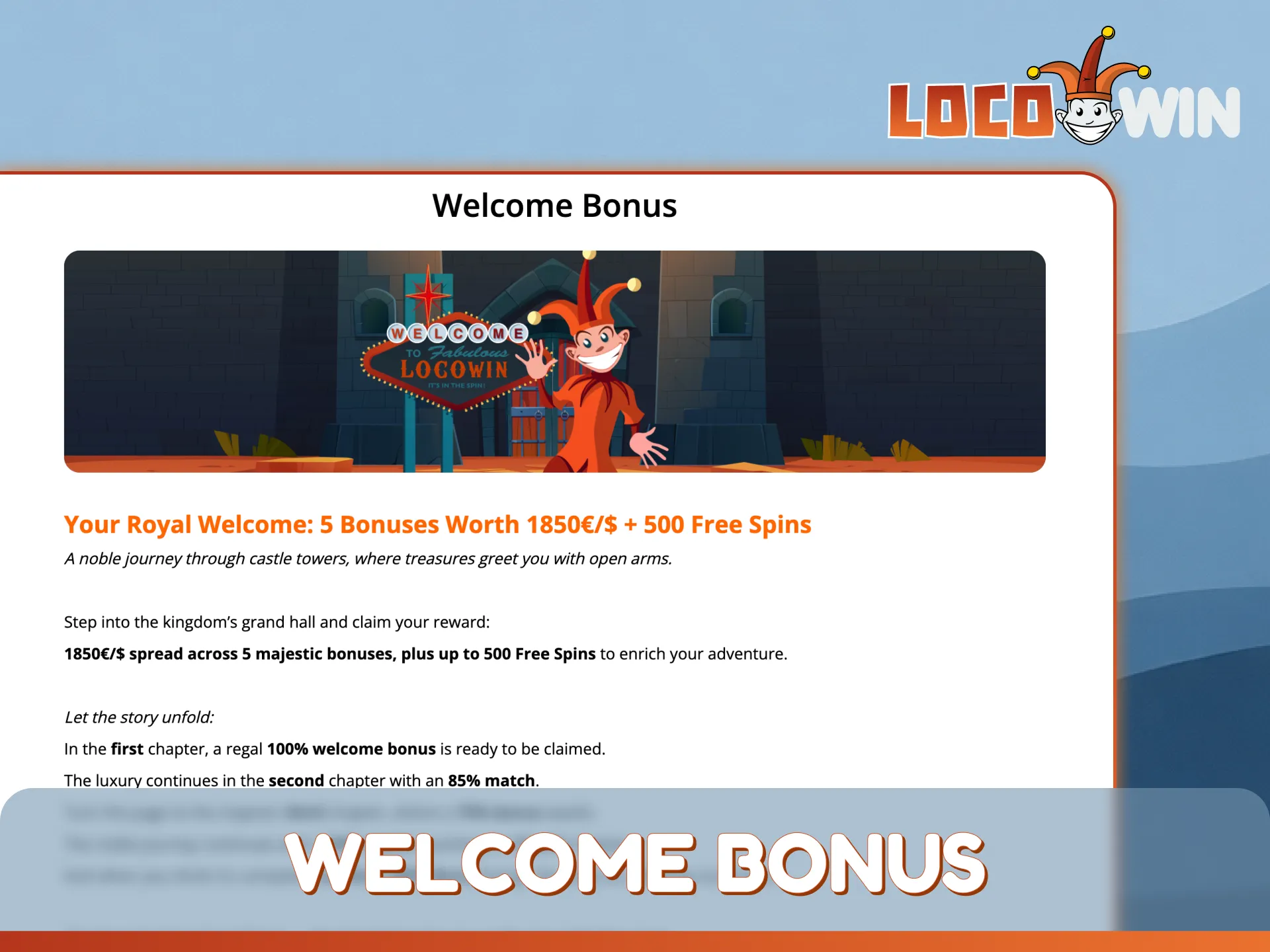 Claim your generous welcome bonus to play at LocoWin home page.
