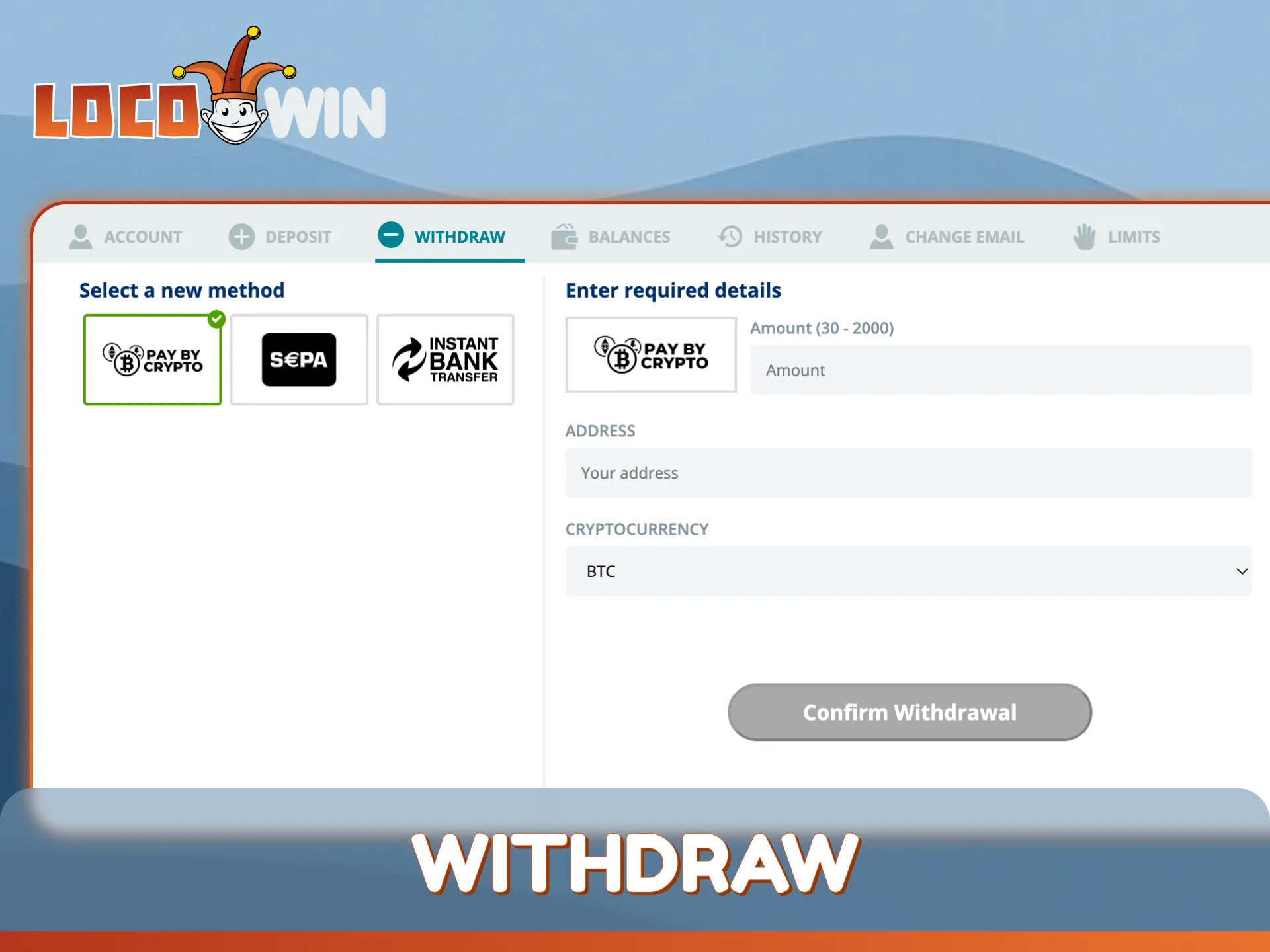 Learn the official process of how to withdraw money from LocoWin.