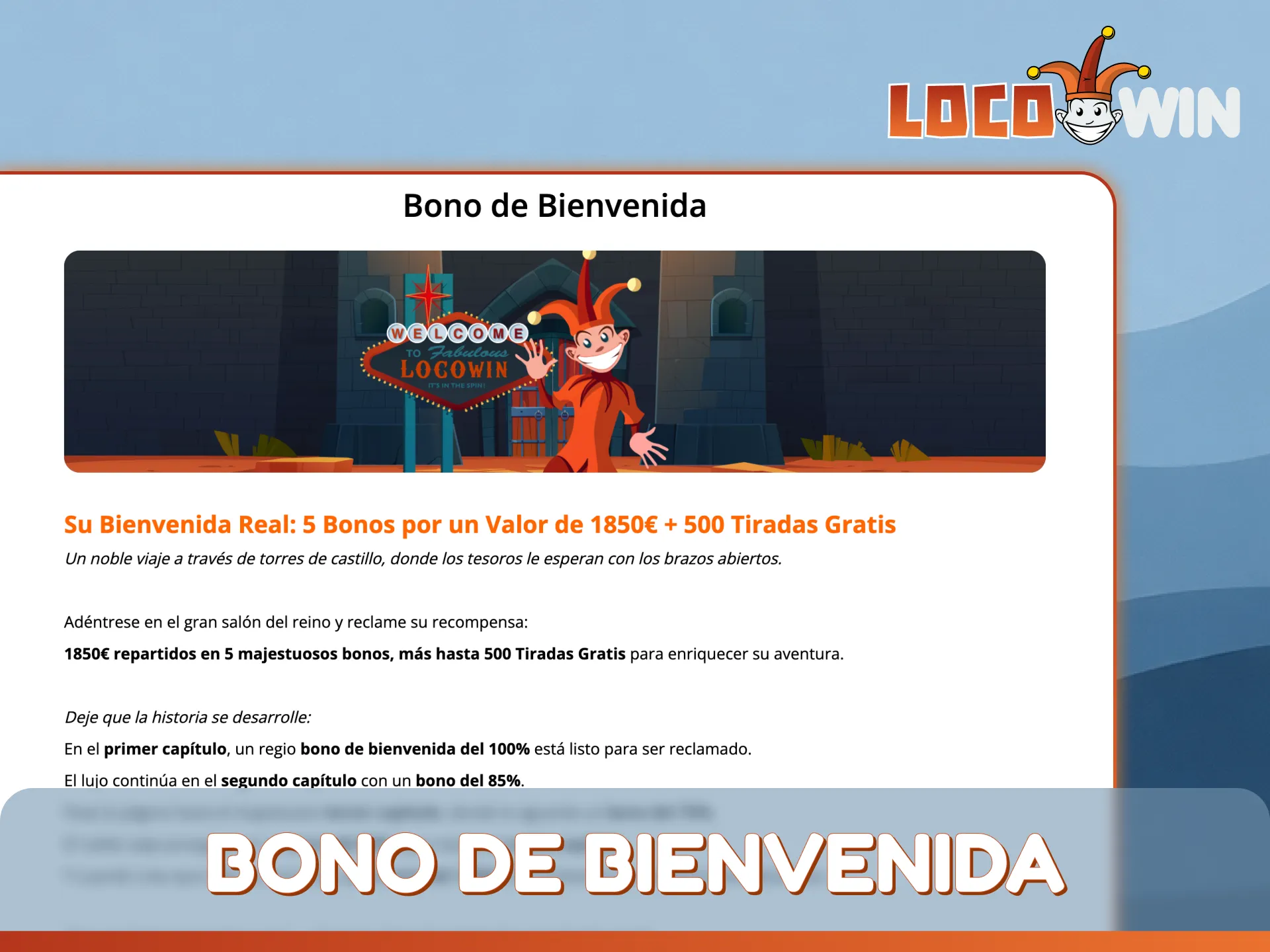 Reclama tu generoso bono de bienvenida para jugar en la página de inicio de LocoWin.
