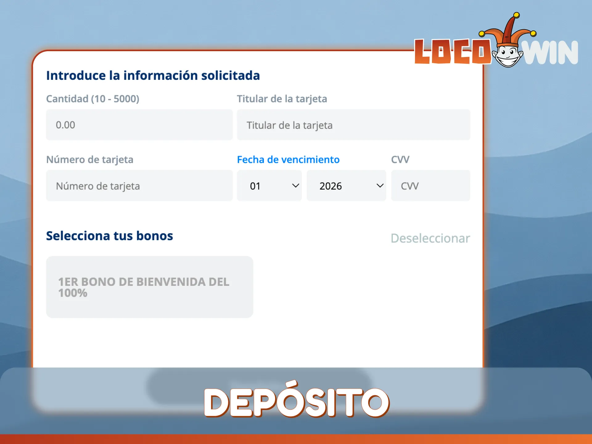 Siga estos sencillos pasos sobre cómo realizar un depósito en LocoWin.