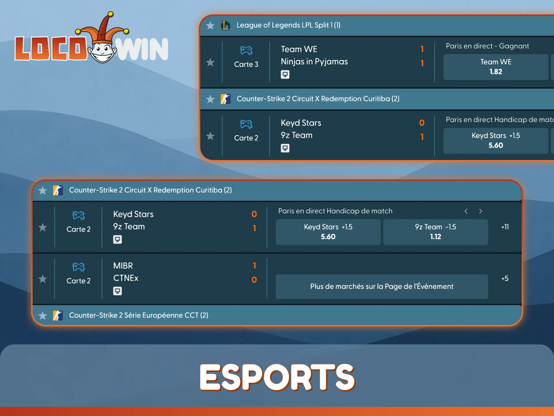 Découvrez les sports électroniques populaires sur lesquels vous pouvez parier dès aujourd'hui sur LocoWin.