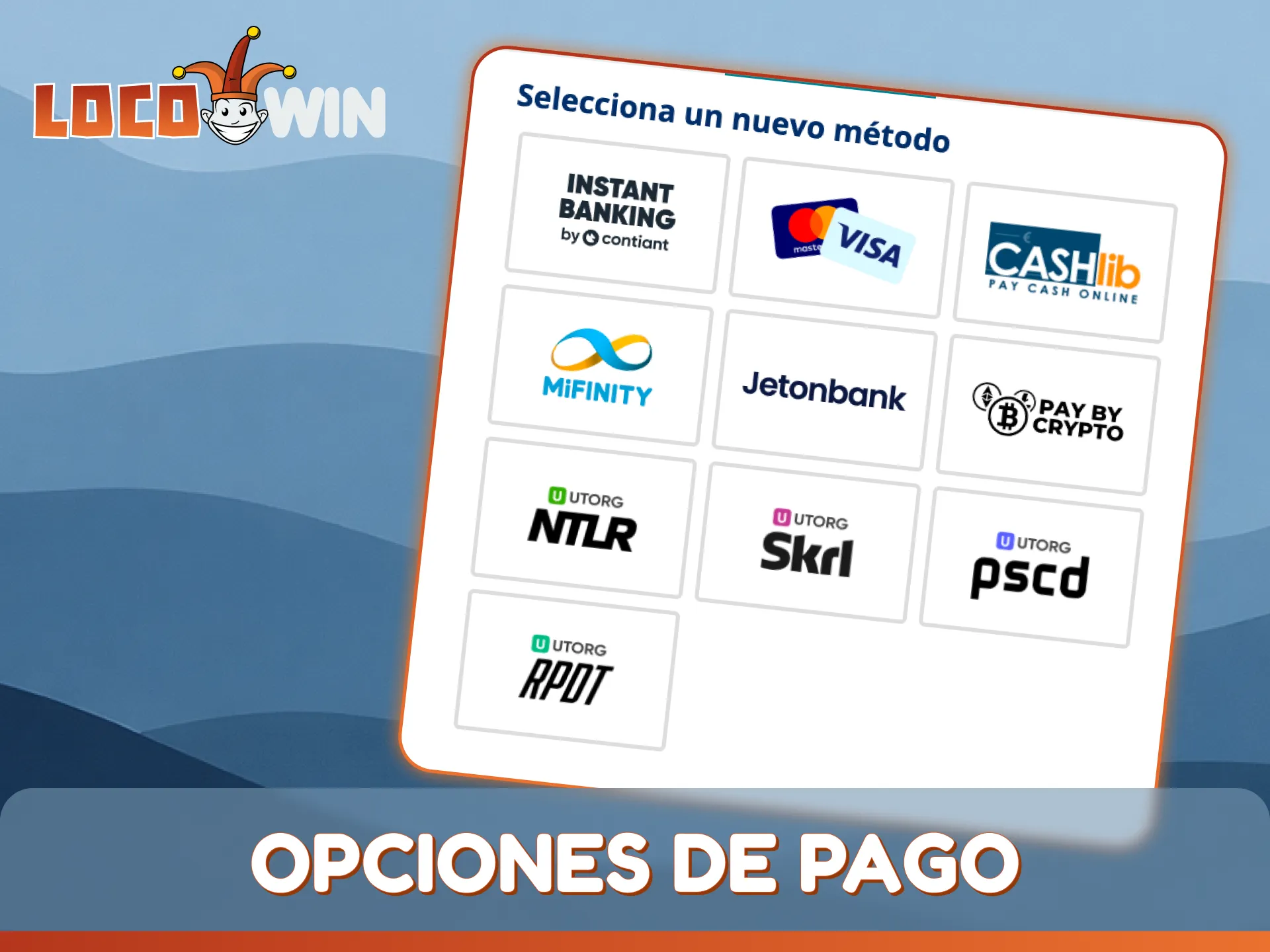 Utilice opciones de pago rápidas y seguras para todas sus transacciones de LocoWin.