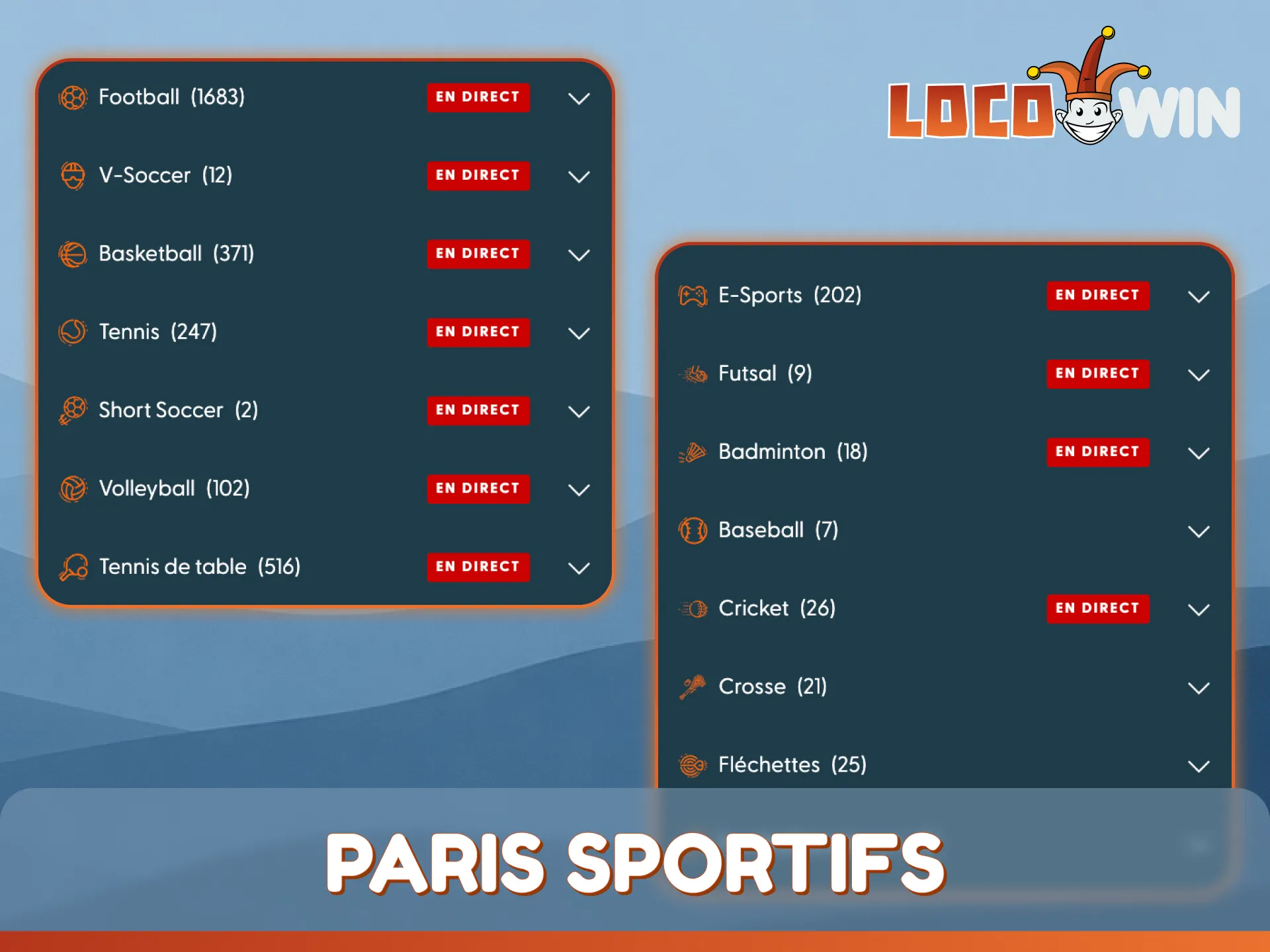 Rendez-vous dans la section paris sportifs de LocoWin pour placer des paris gagnants.