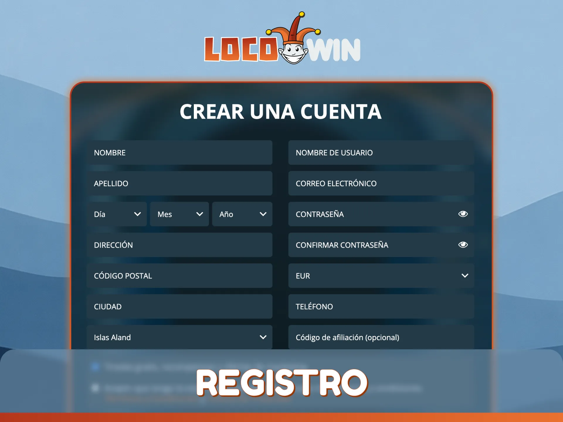 Siga nuestra guía sobre cómo registrar una nueva cuenta en LocoWin.
