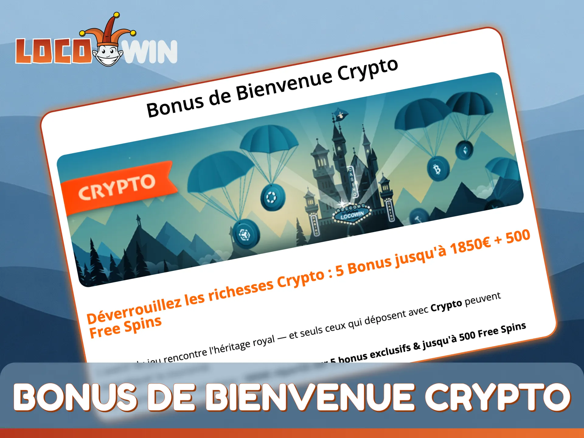 Augmentez votre bonus de bienvenue en cryptomonnaie en déposant des devises numériques sur LocoWin.