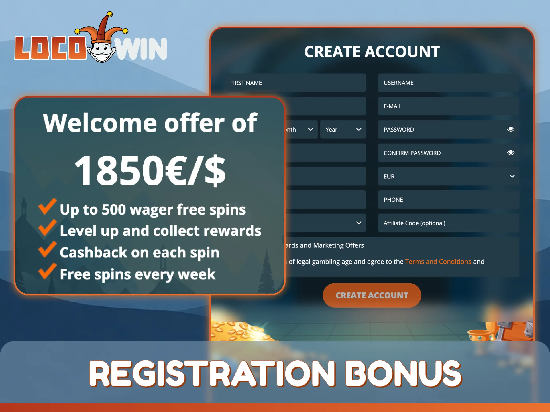 Claim the welcome registration bonus available to new players at LocoWin.