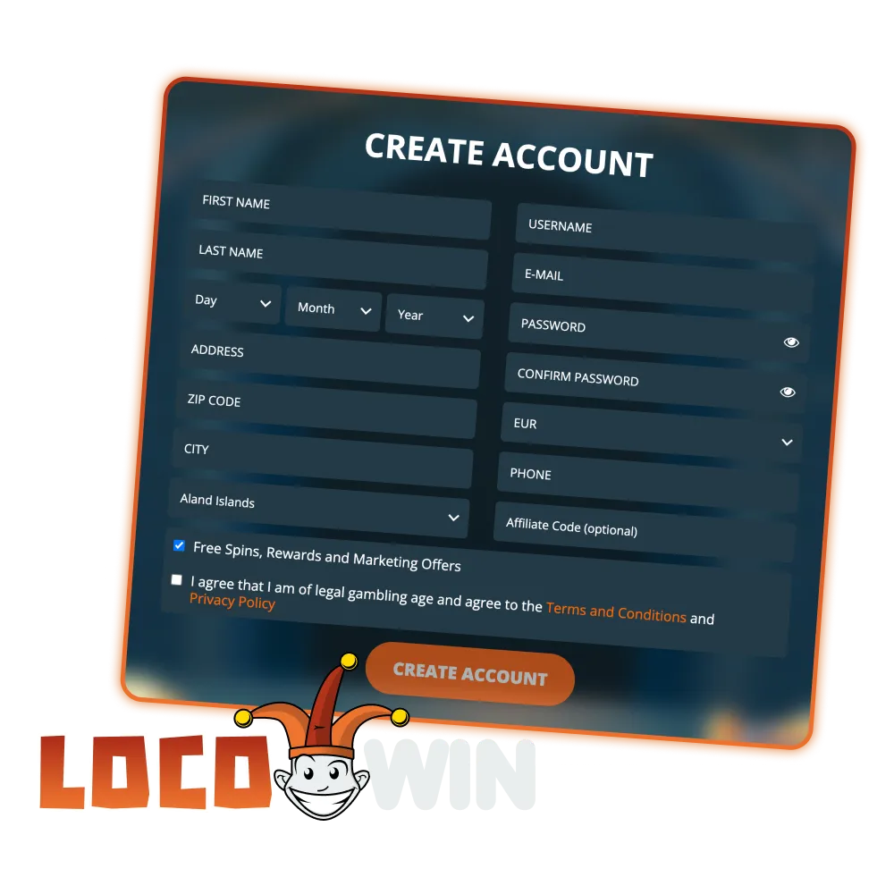 Use the LocoWin registration and login page to get access to your account.