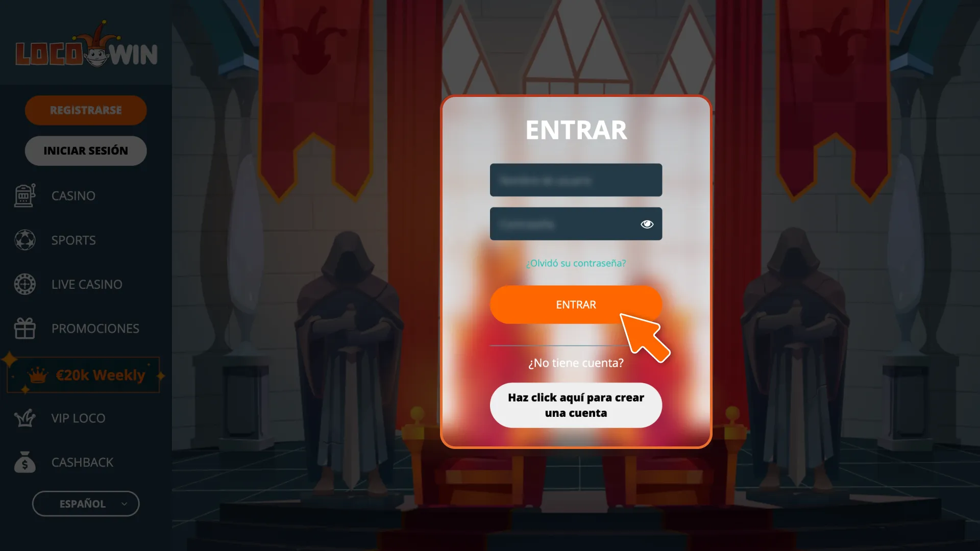 Accede a tu perfil e inicia sesión en tu cuenta LocoWin.