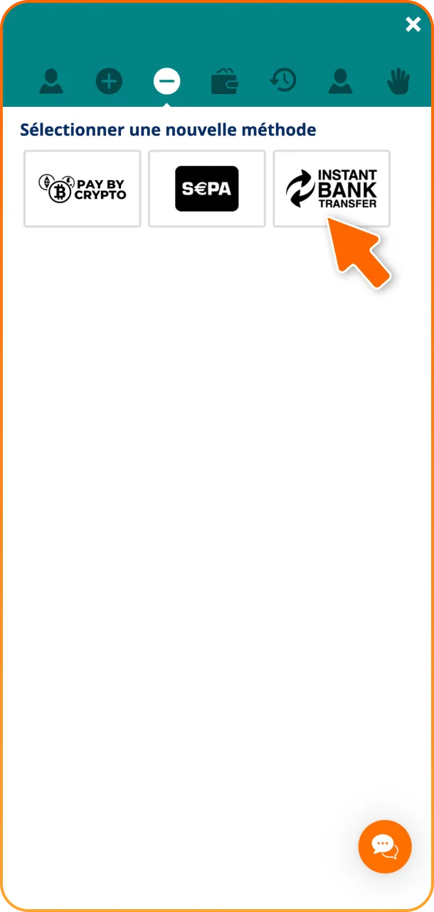 Choisissez une option disponible et sélectionnez un mode de retrait sur LocoWin.