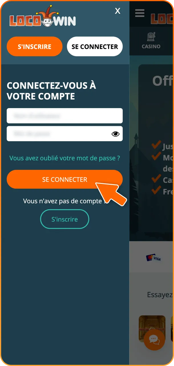 Fournissez vos identifiants pour vous connecter en toute sécurité à votre compte LocoWin.
