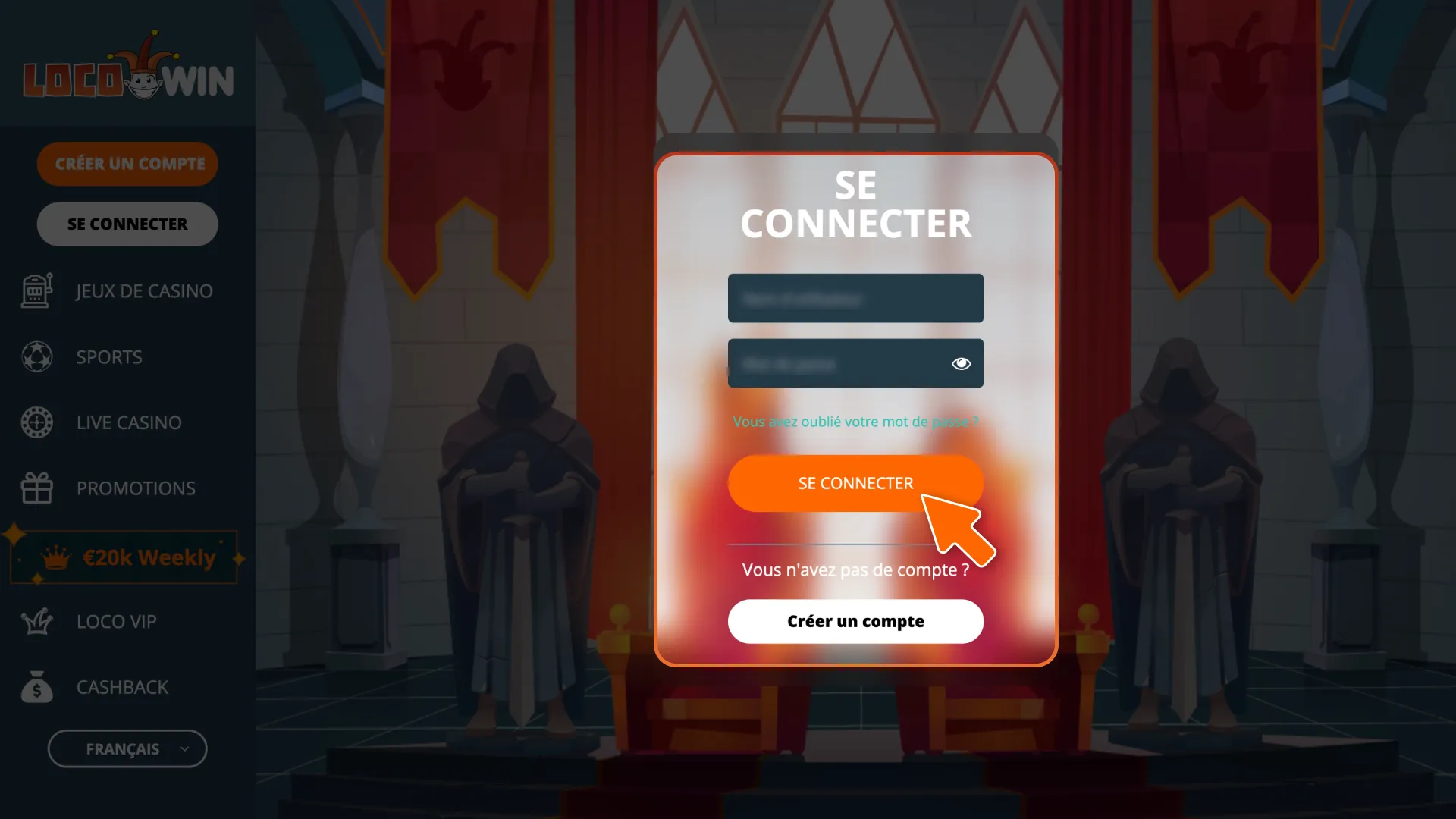 Accédez à votre profil et connectez-vous à votre compte LocoWin.