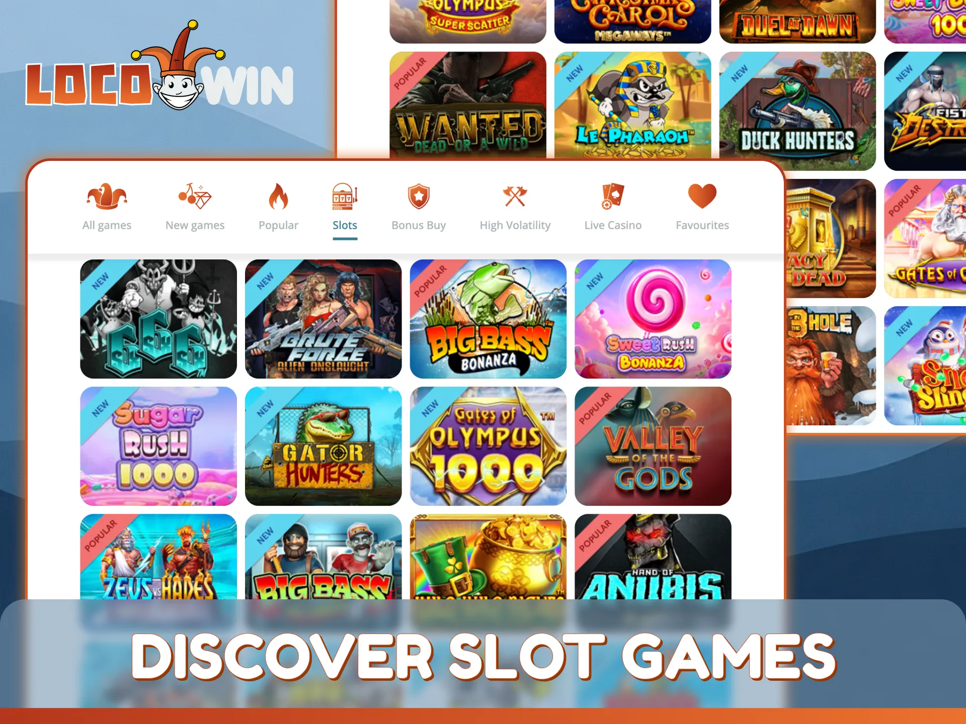 Browse the catalog to discover slot games and find your favorite theme.