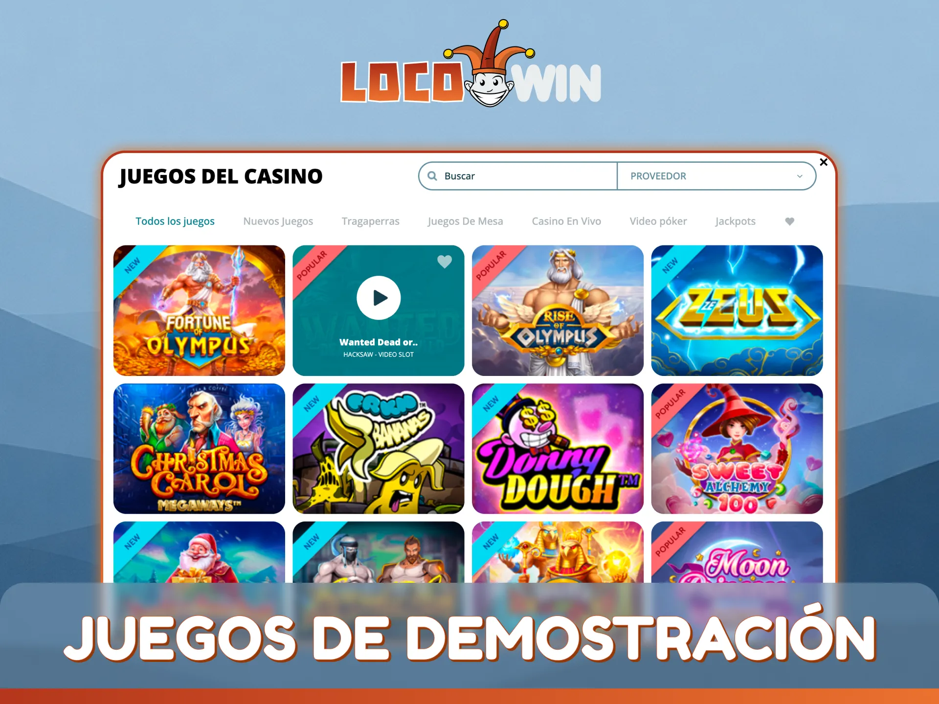 Practica y juega gratis con juegos de demostración en LocoWin sin riesgo.