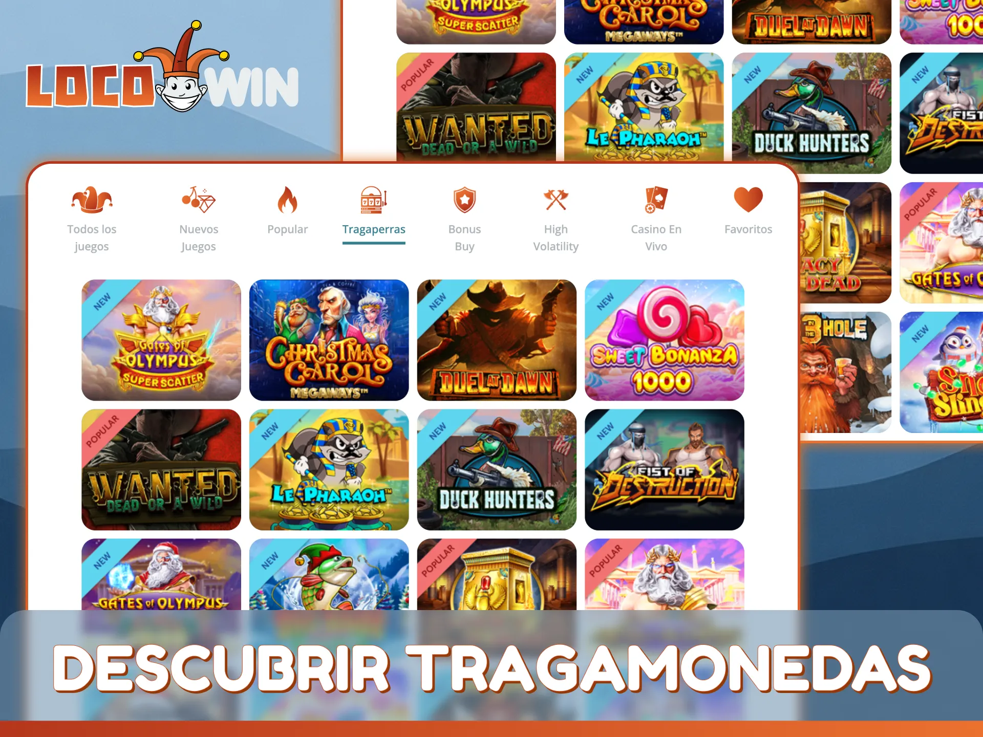 Explora el catálogo para descubrir juegos de tragamonedas y encontrar tu tema favorito.