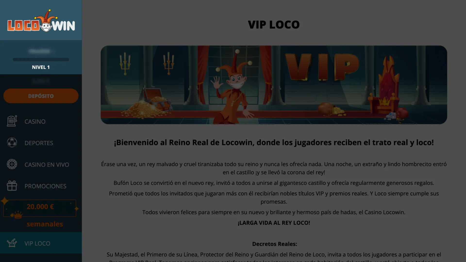 Manténgase atento y espere una respuesta del equipo VIP de LocoWin.