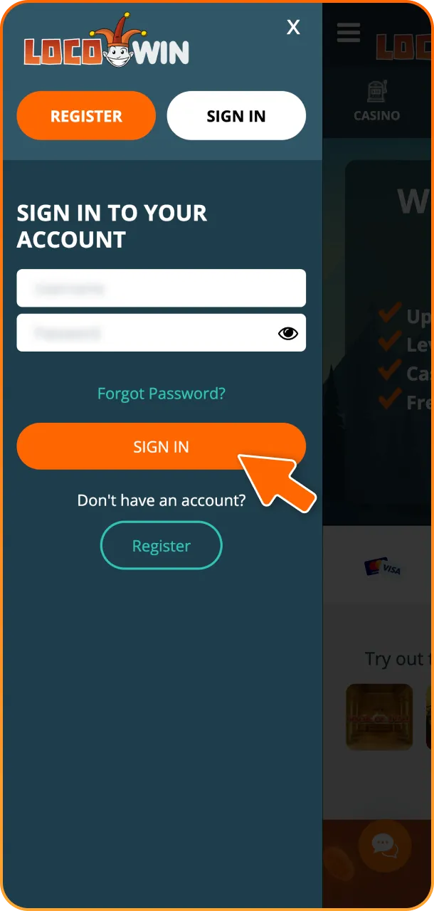 Provide your credentials to log in to your LocoWin account securely.