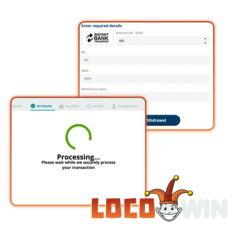 Use the official cashier for LocoWin withdrawals to cash out your winnings.