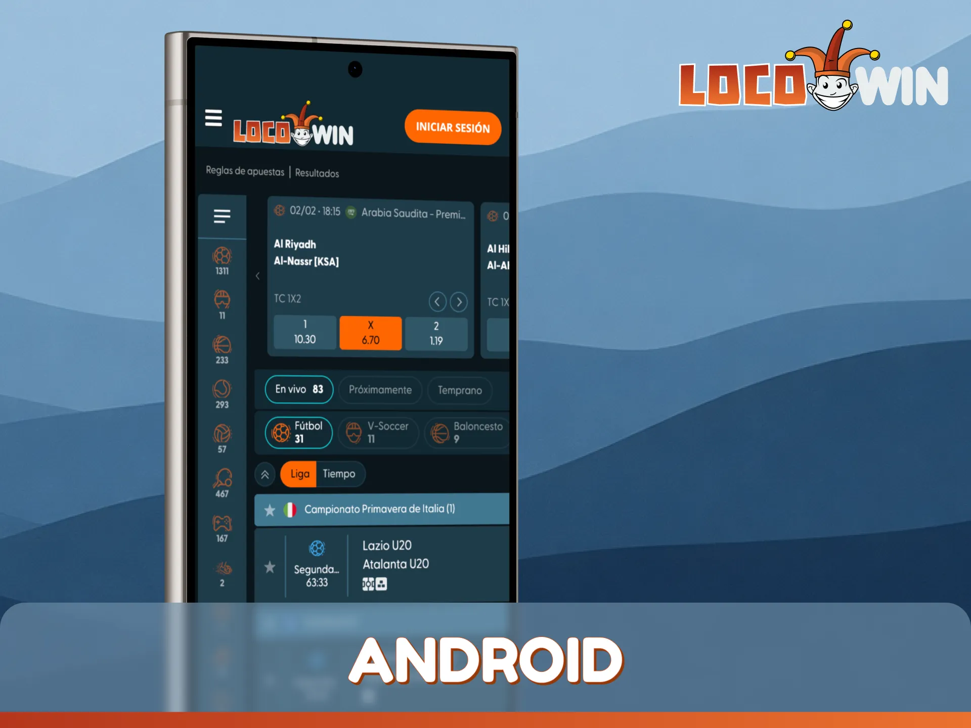 Descarga LocoWin oficial para Android para realizar apuestas de deportes electrónicos desde tu móvil.
