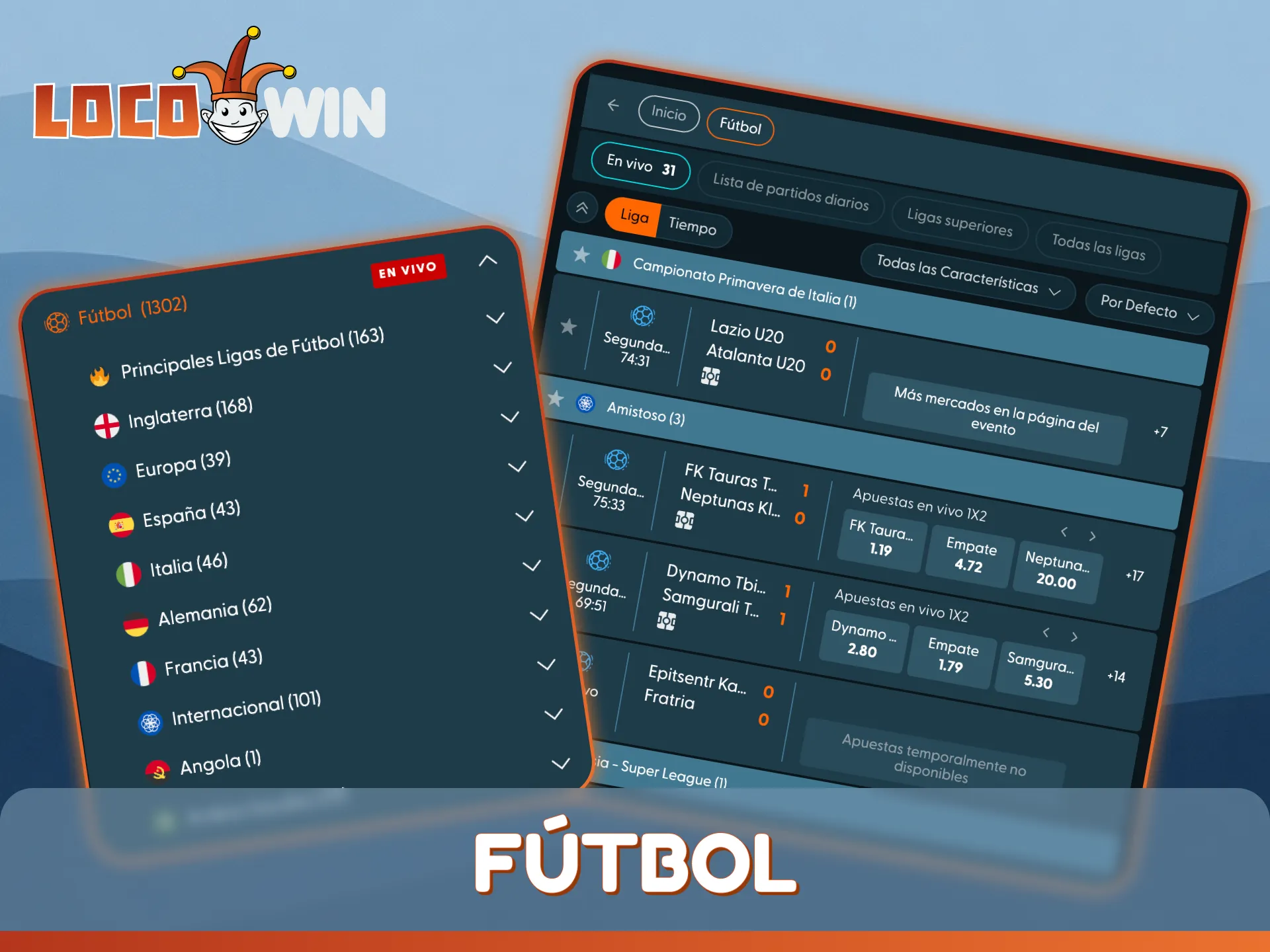 Apueste en los partidos de fútbol más populares en la casa de apuestas LocoWin.