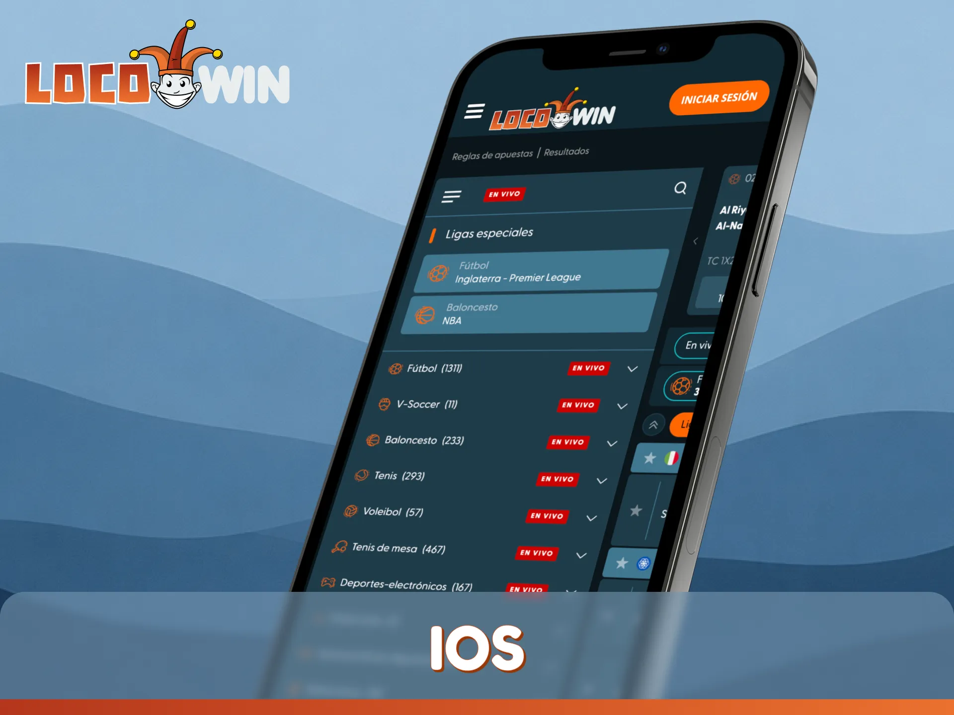 Instala la última versión de LocoWin para IOS y comienza a apostar en deportes electrónicos.