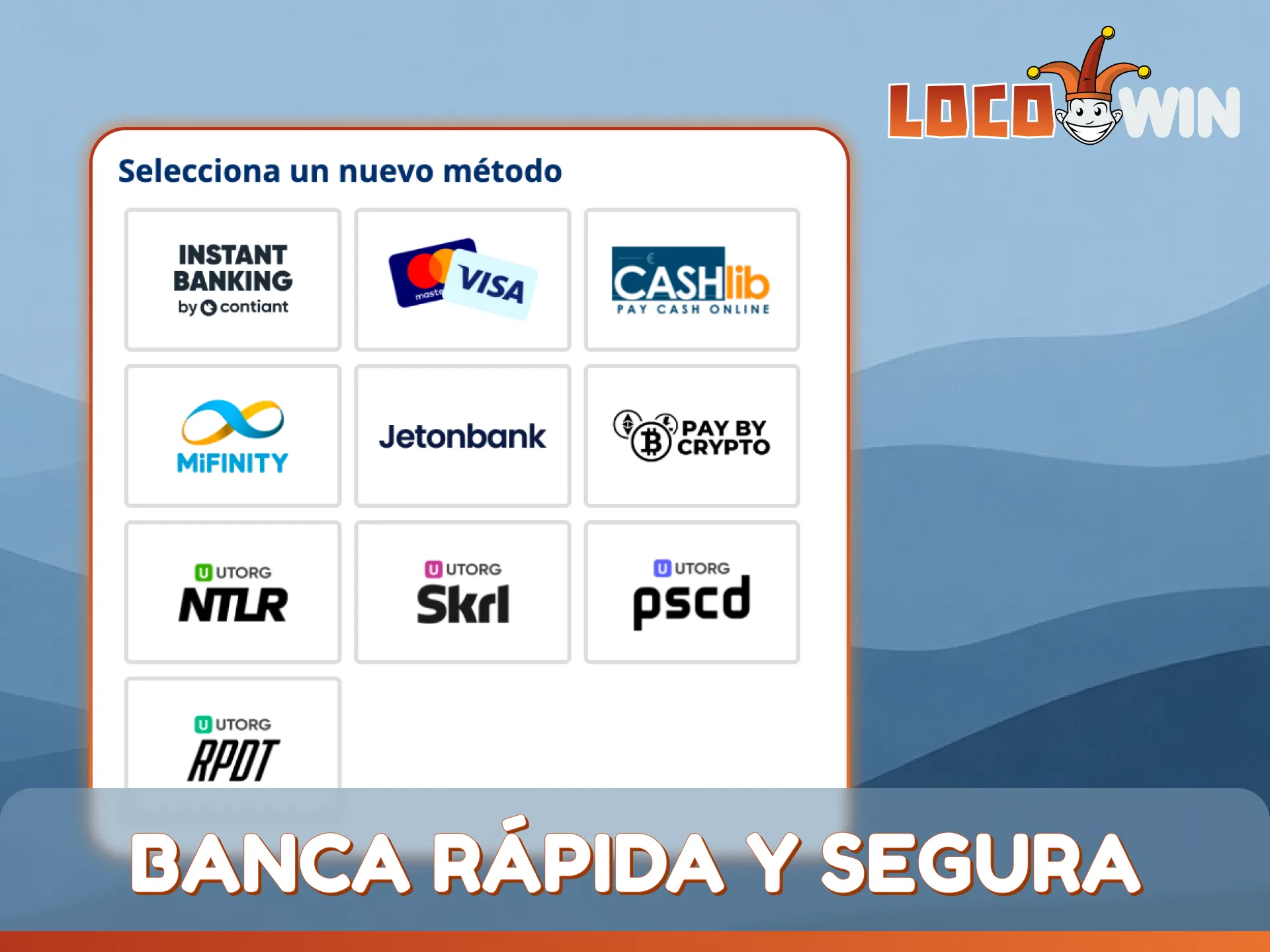 Utilice métodos bancarios rápidos y seguros para su cuenta de apuestas deportivas LocoWin.