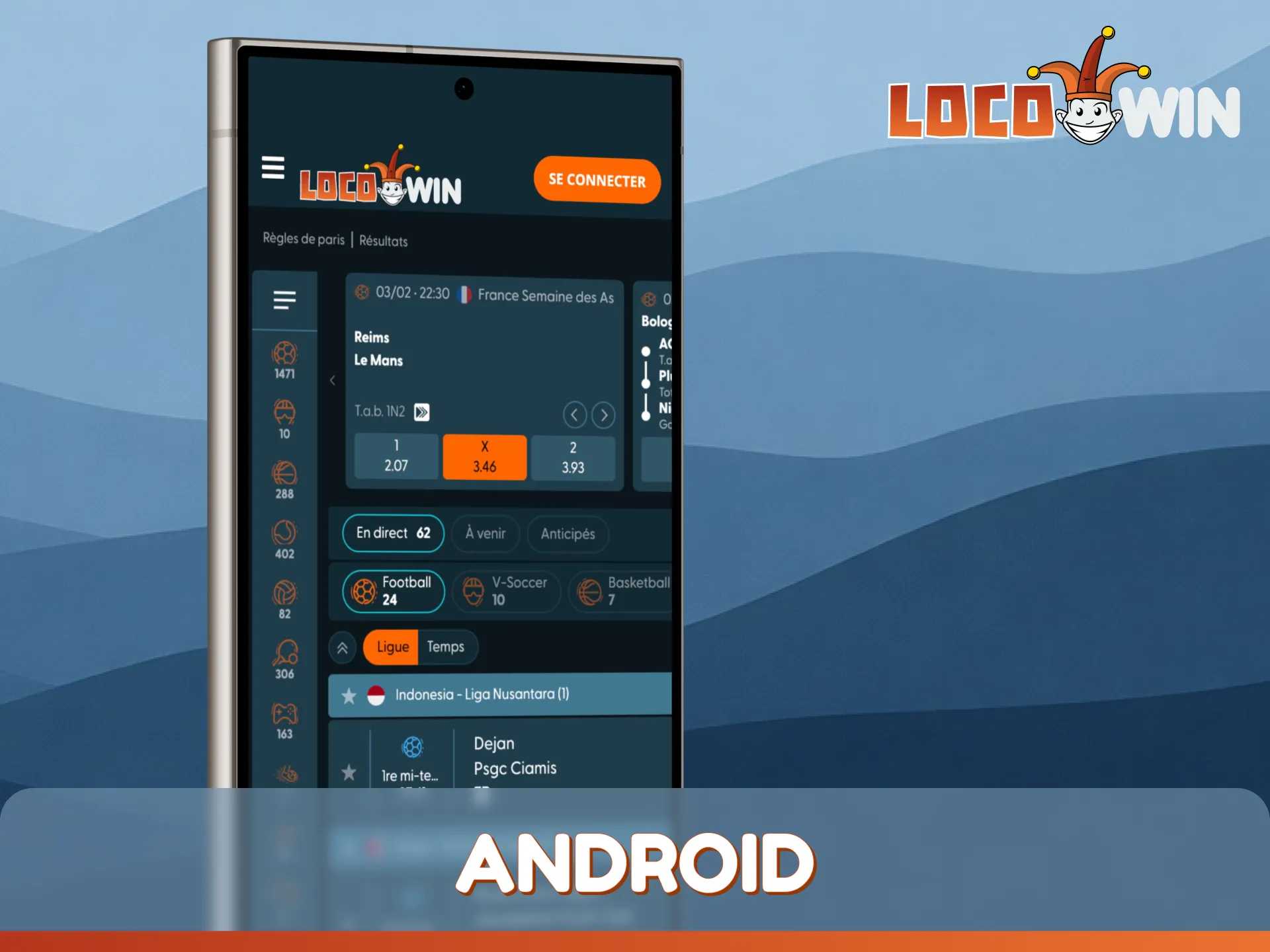 Téléchargez l'application officielle LocoWin pour Android afin de placer des paris sur les compétitions d'e-sport mobiles.