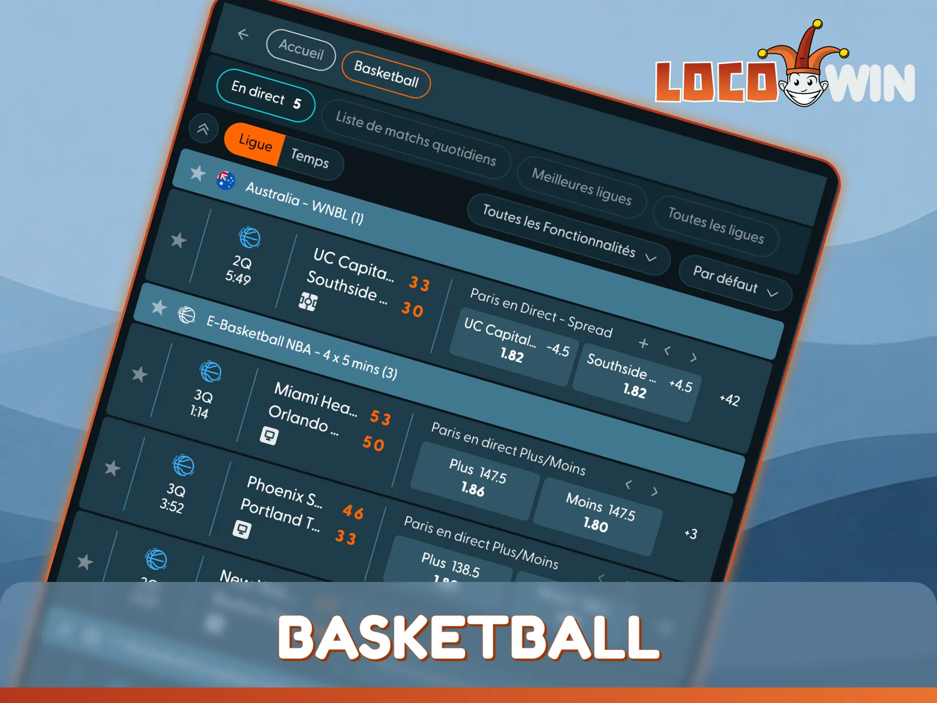 Pariez sur les meilleures ligues de basketball chez LocoWin, le bookmaker.