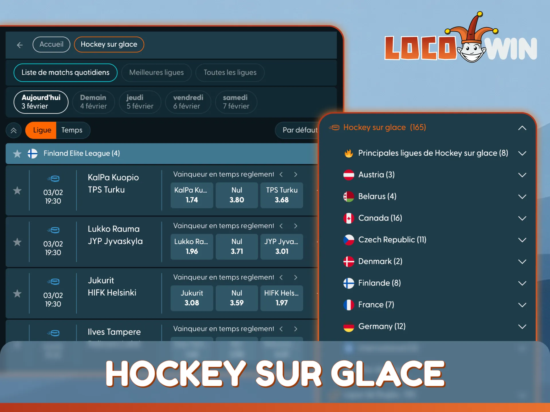 Vivez l'action à grande vitesse et pariez sur le hockey sur glace chez LocoWin.