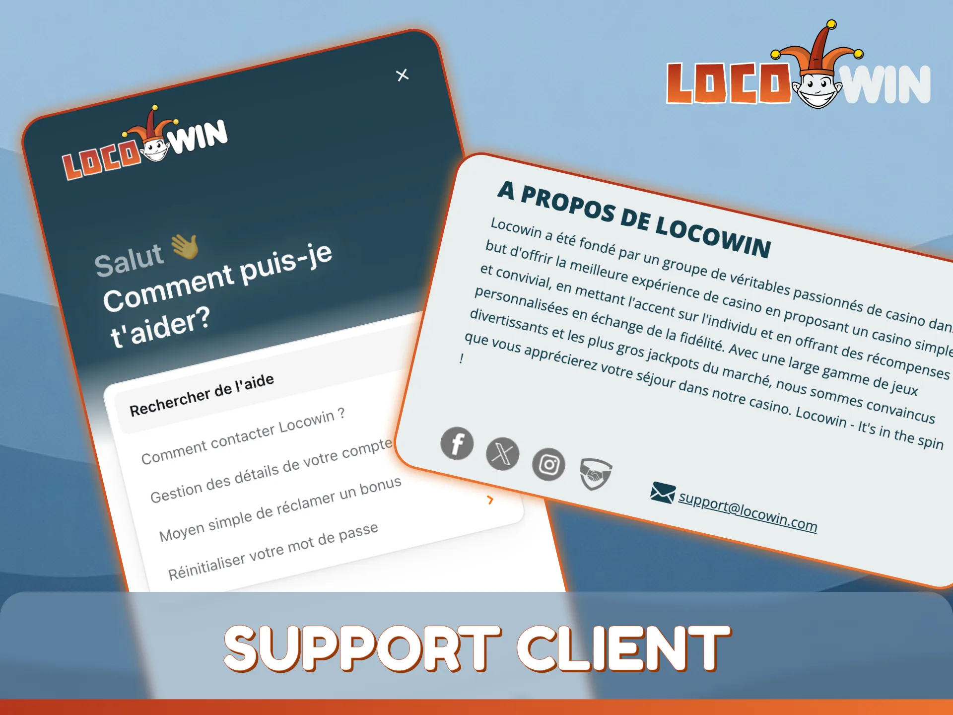 Contactez le service client de LocoWin à tout moment pour obtenir une assistance spécialisée en sport.