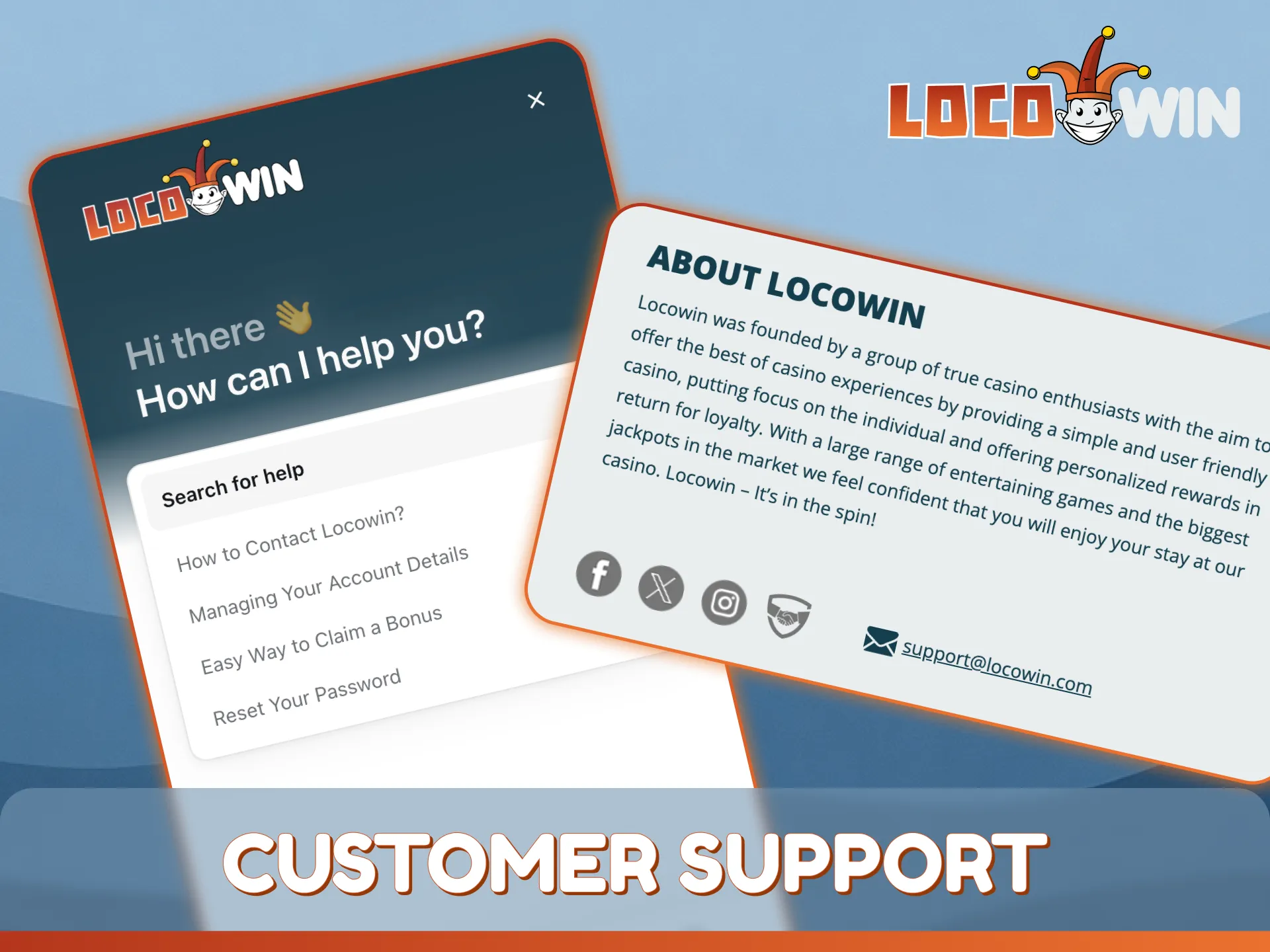 Contact LocoWin customer support for expert sports help any time.