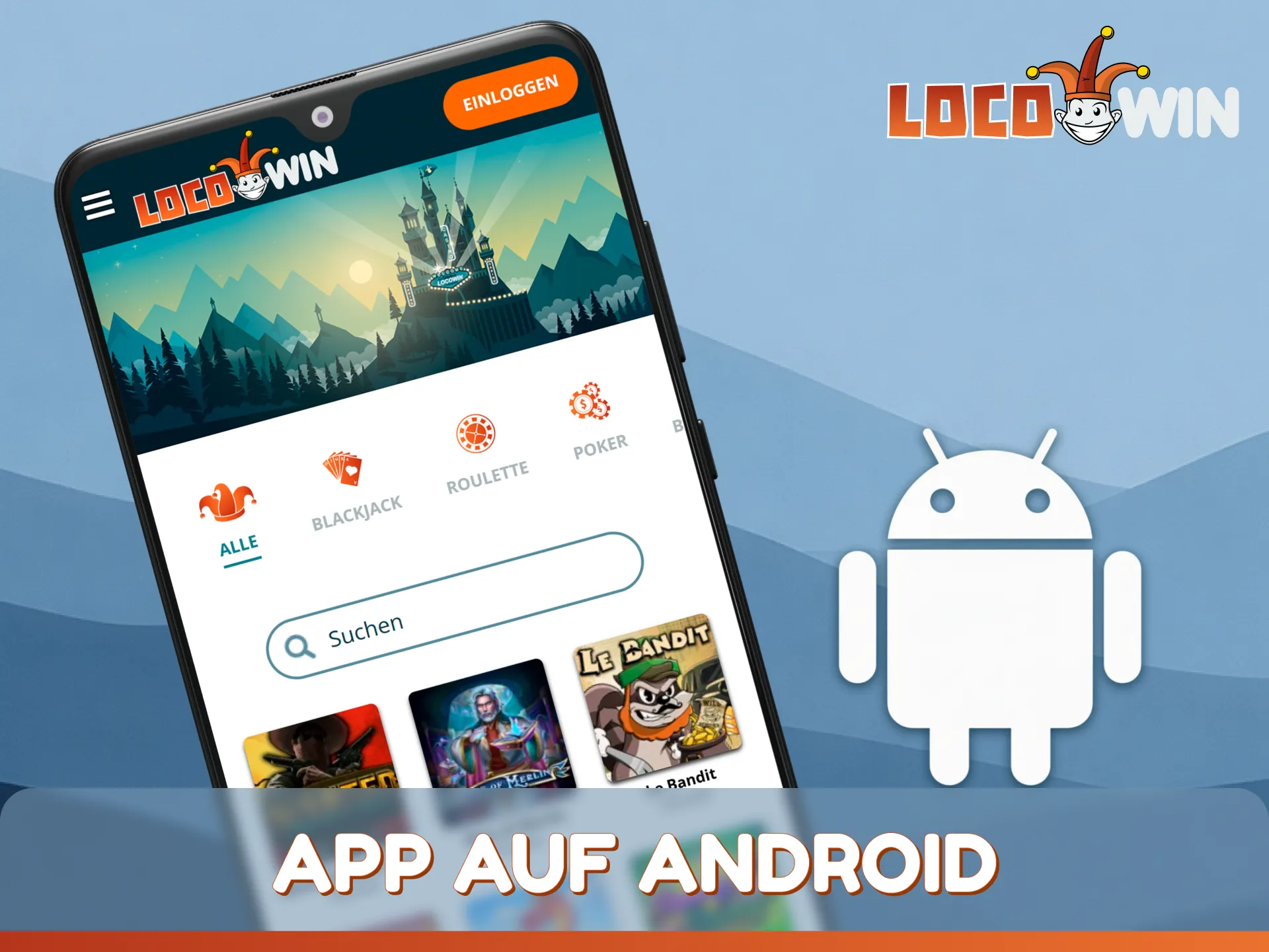 Erlebe erstklassiges mobiles Gaming mit der optimierten Locowin App auf deinem Android-Smartphone.