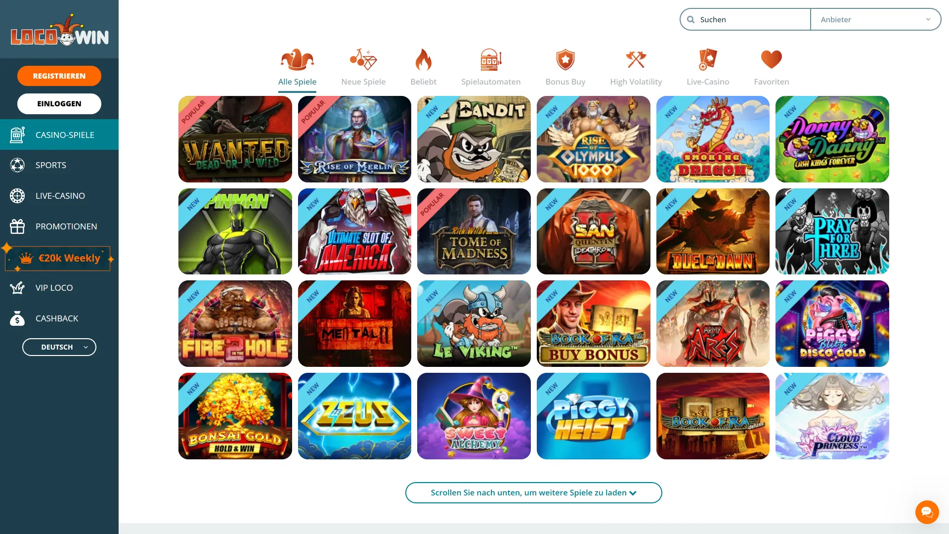 Behalte deine Einsätze und Gewinne im übersichtlichen Dashboard des LocoWin Casinos im Blick.