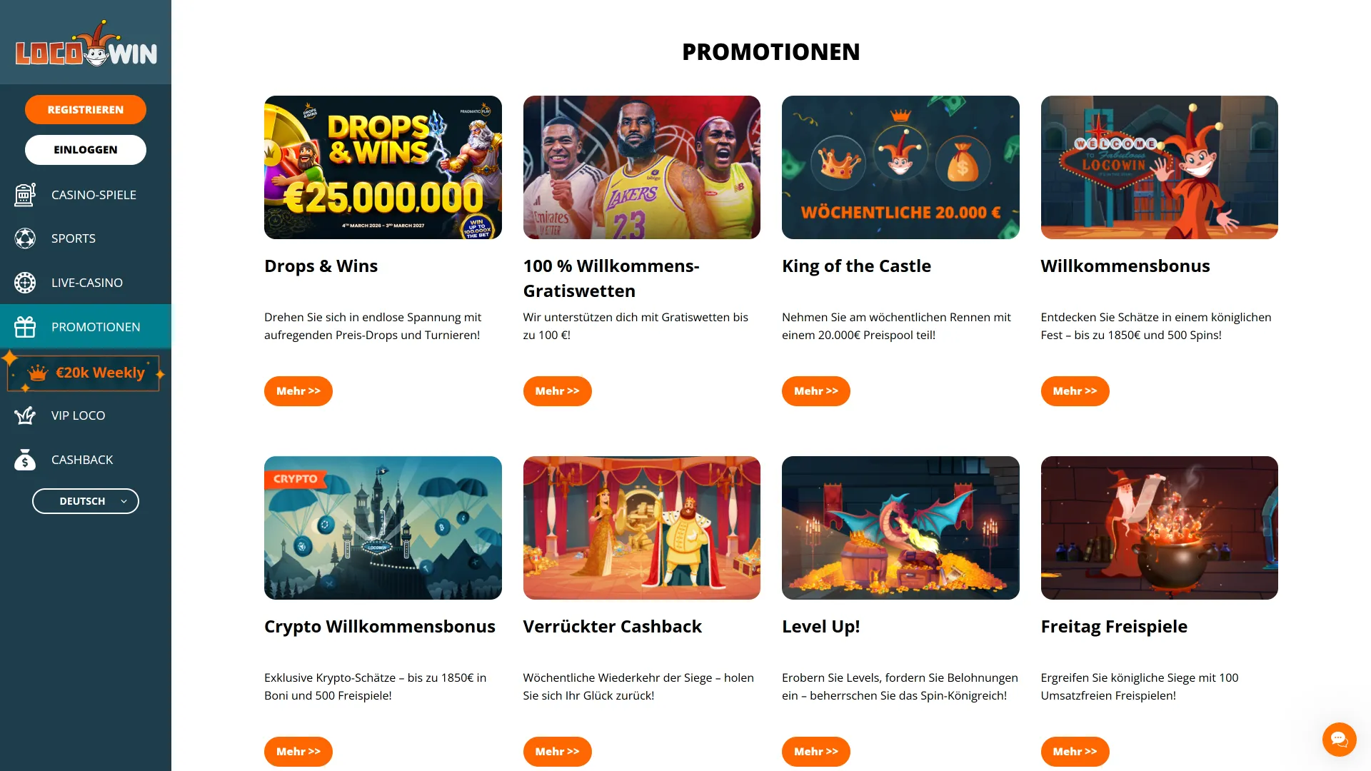 Nutze die intuitiven Filteroptionen für die Spielsuche auf der LocoWin Casino Webseite.