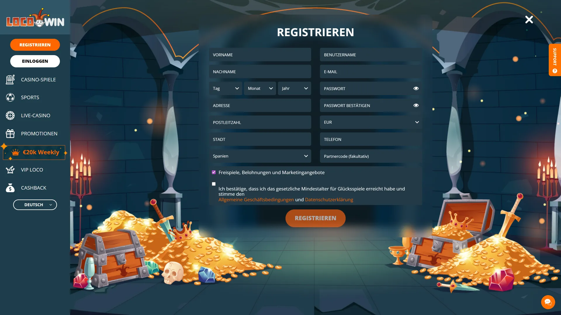 Navigiere mühelos durch das vielfältige Spielangebot auf der LocoWin Casino Plattform.